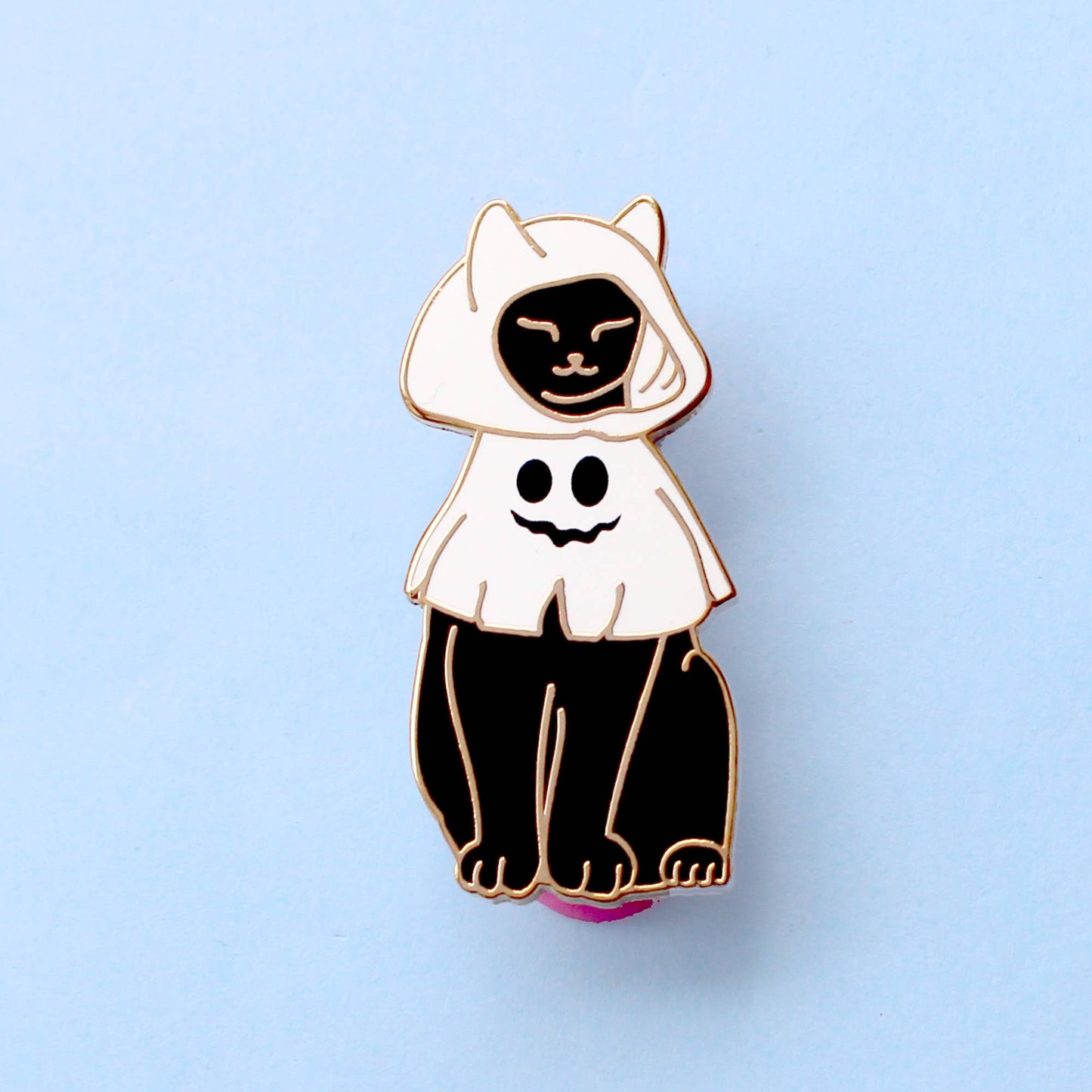 Halloween Cat in a Ghost Costume Enamel Pin