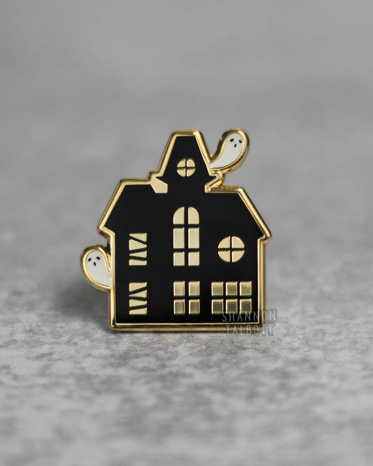 Haunted House Halloween Enamel Pin - Glow in the Dark - Gold