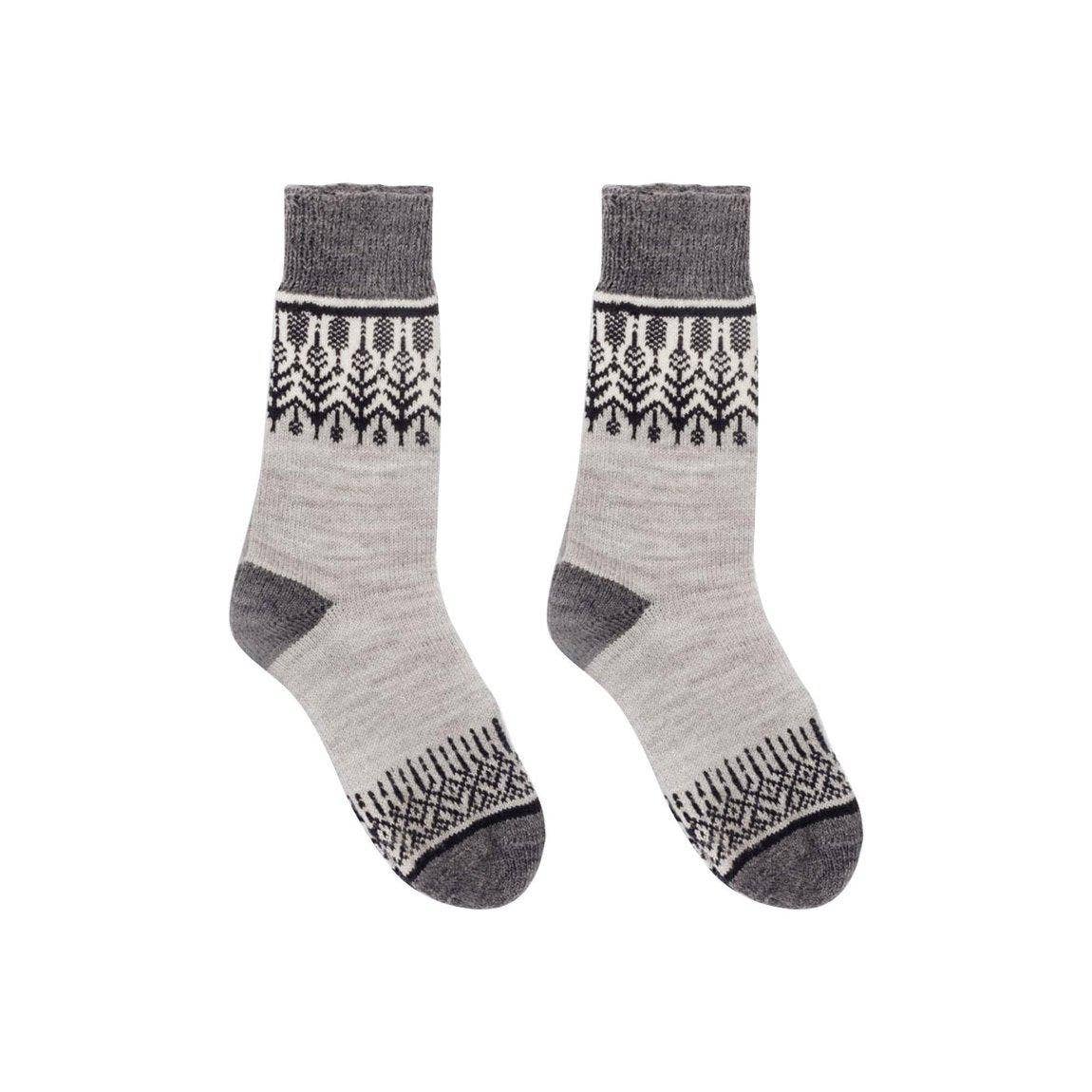 Nordic Merino Wool Socks (Yule - Ash) - Unisex: Medium and Large