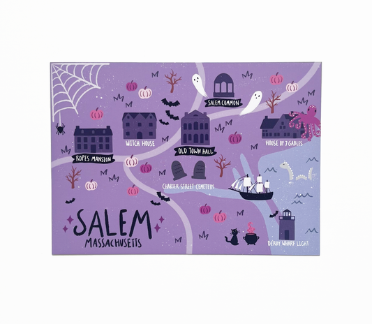 Salem Halloween Map Art Print (5x7)