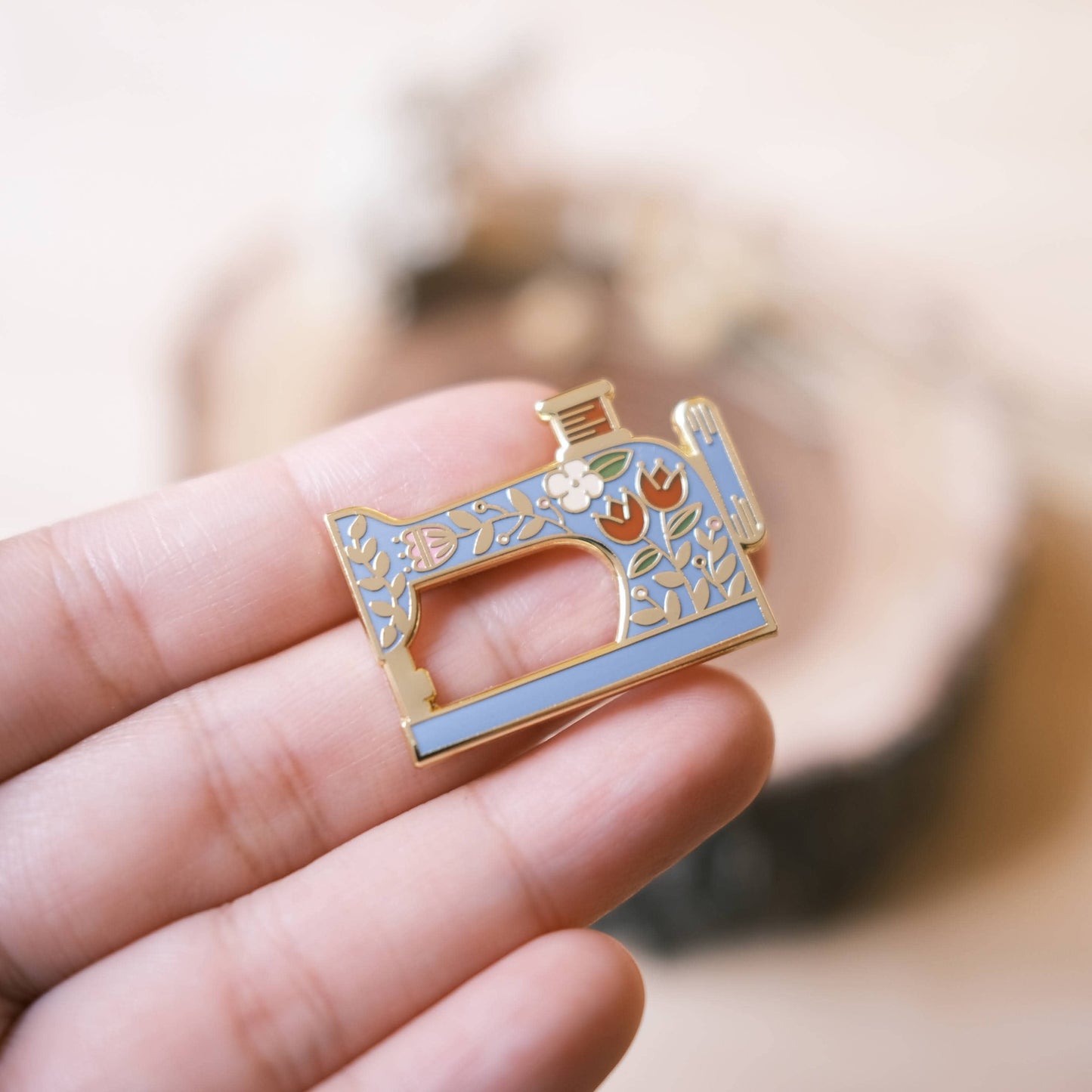 Sewing Machine (Blue) Enamel Pin