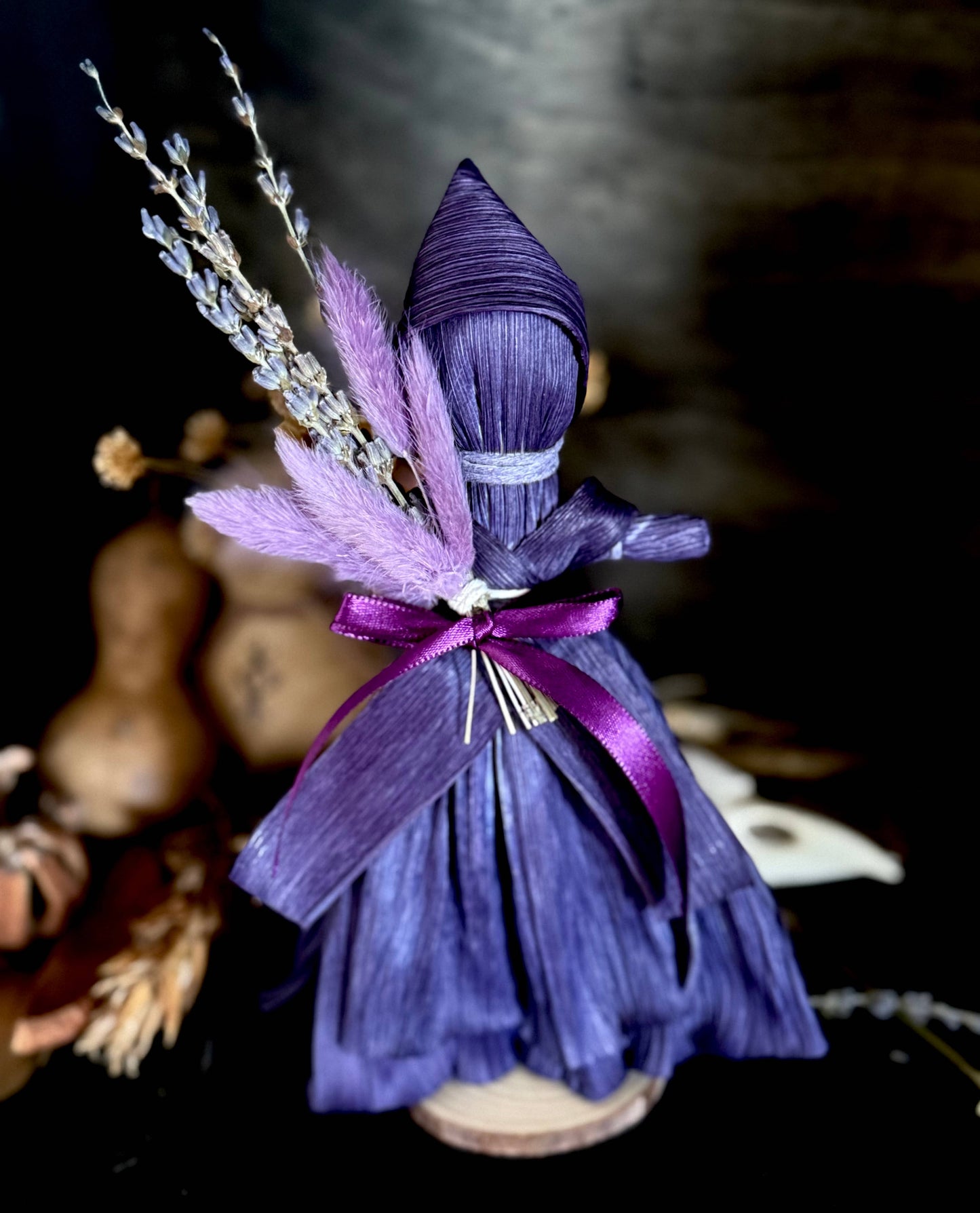 Spring Lavender Corn Husk Poppet / Folk Craft Doll