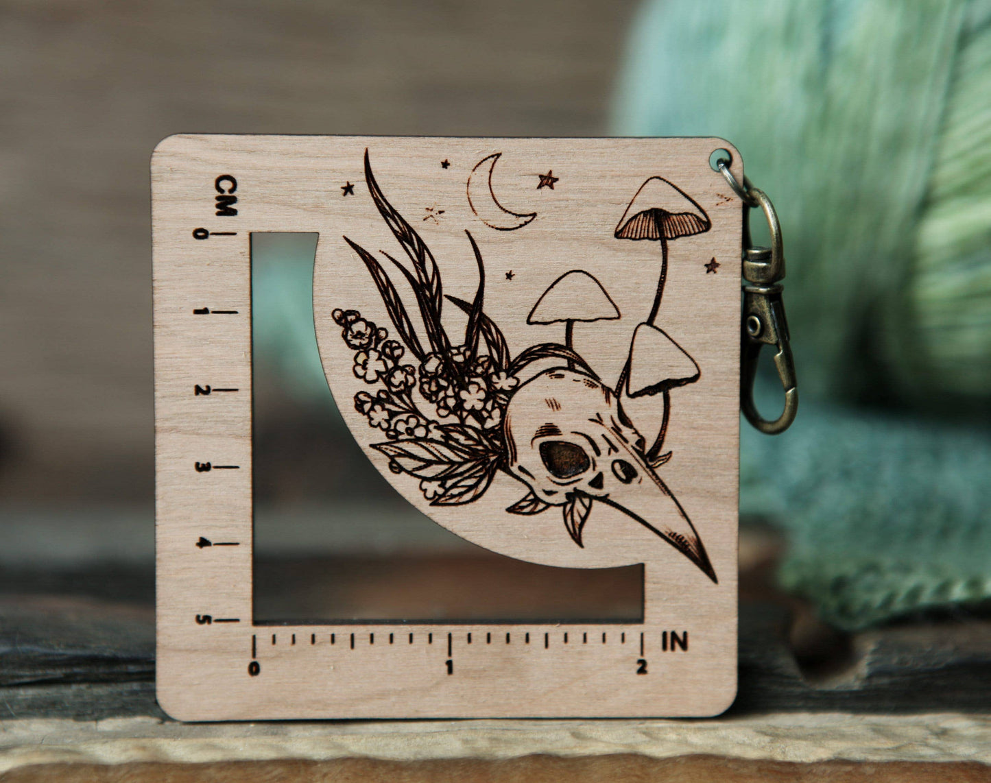 Raven Skull Mushroom Gauge Ruler