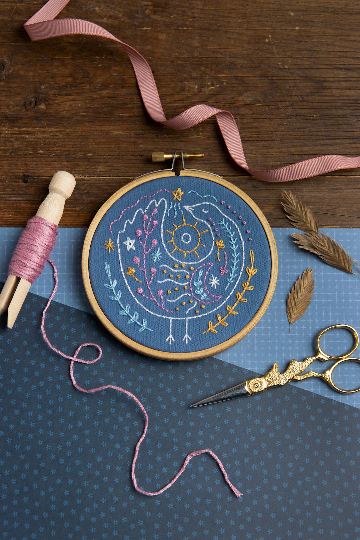 Celestial Bird Mini Embroidery Kit