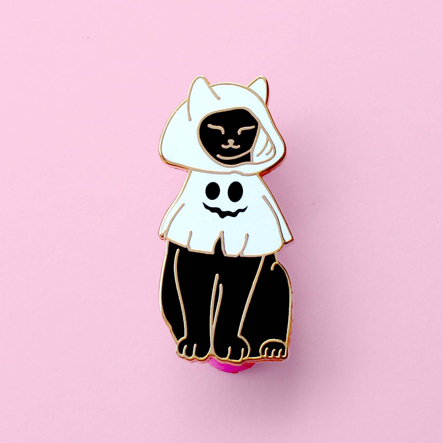 Halloween Cat in a Ghost Costume Enamel Pin