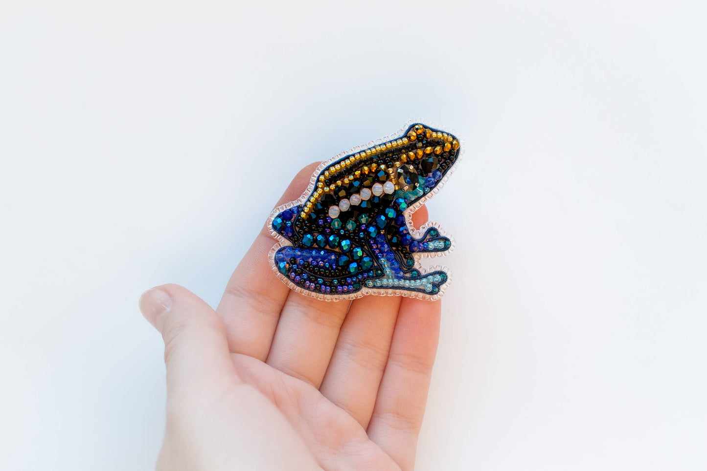 Bead Embroidery Kit: DIY Seed Bead Frog Brooch