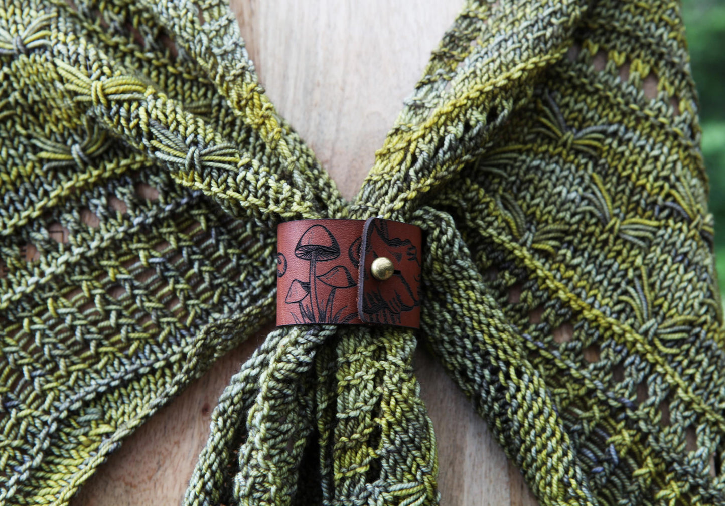 Mushroom Leather Shawl Cuff