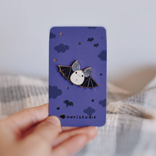 18K Gold Plated Townsend's Big - Eared Bat Enamel Pin