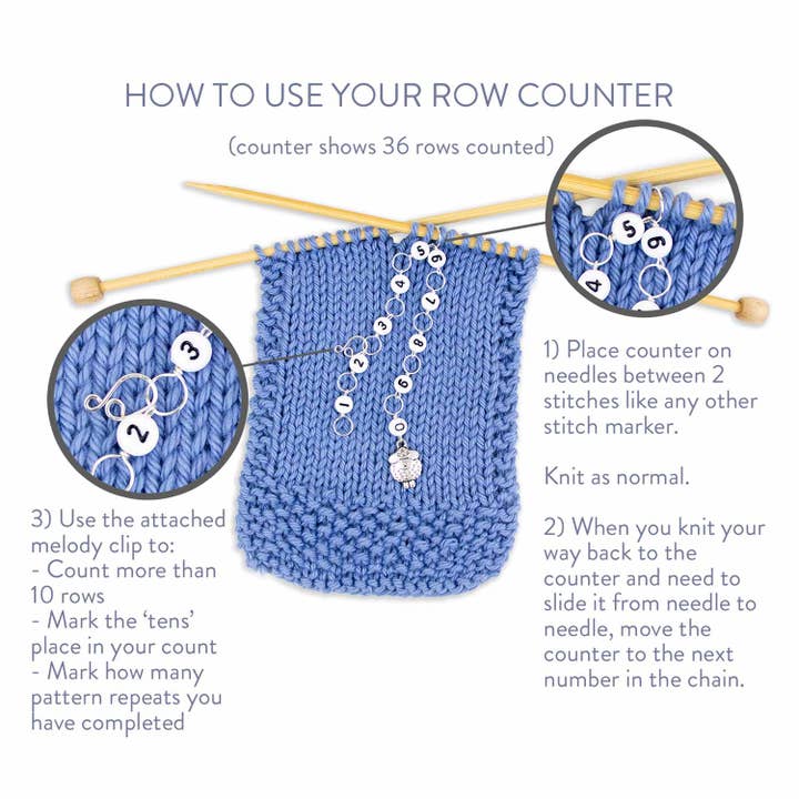 Silver Hedgehog Knitting or Crochet Chain Row Counter