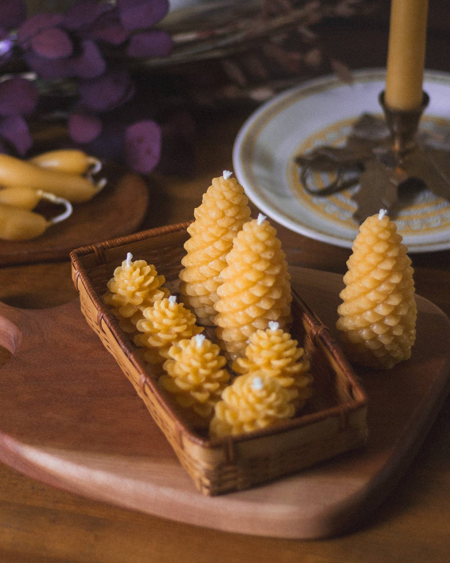 Medium Pinecone Shaped Beeswax Candle
