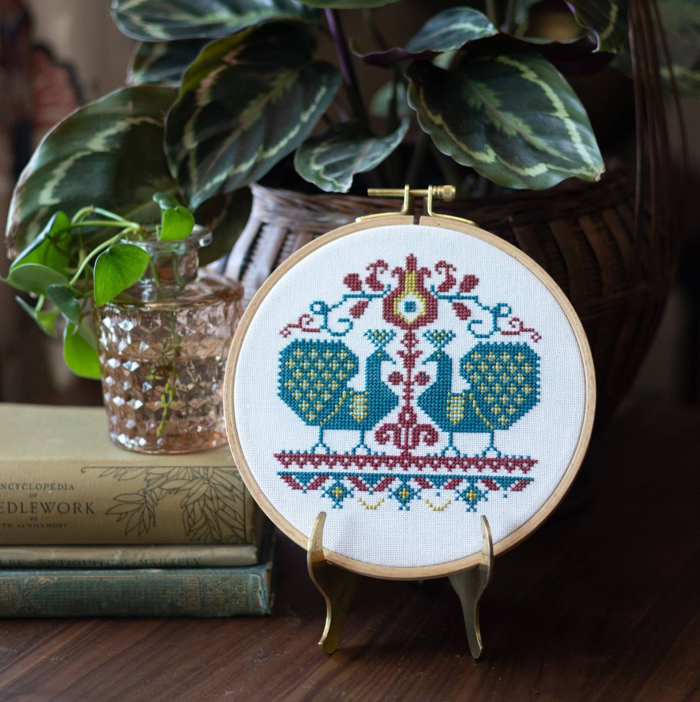 Vlachernai Peacocks Cross Stitch Hoop Kit