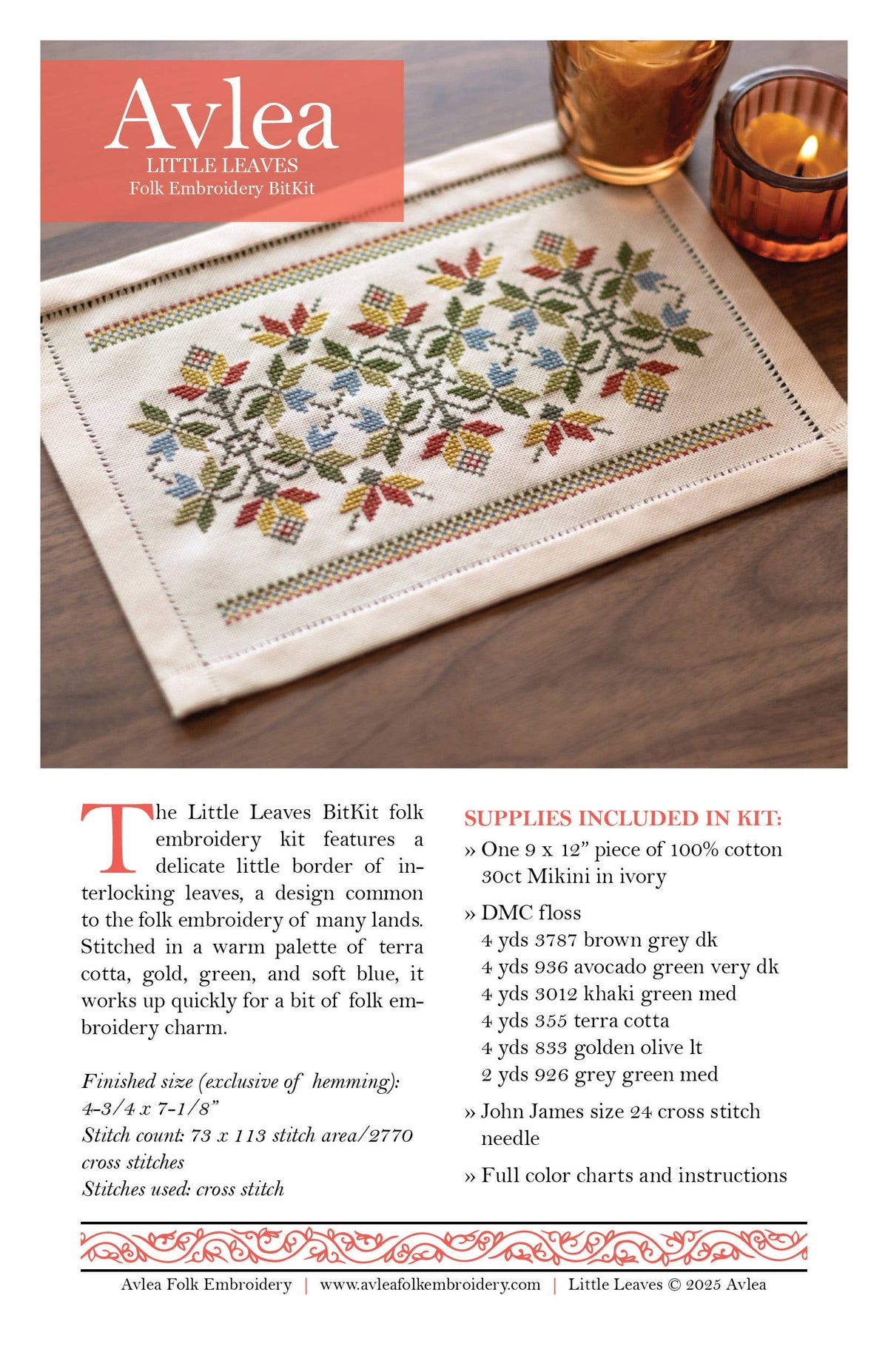BitKit Little Leaves cross stitch kit