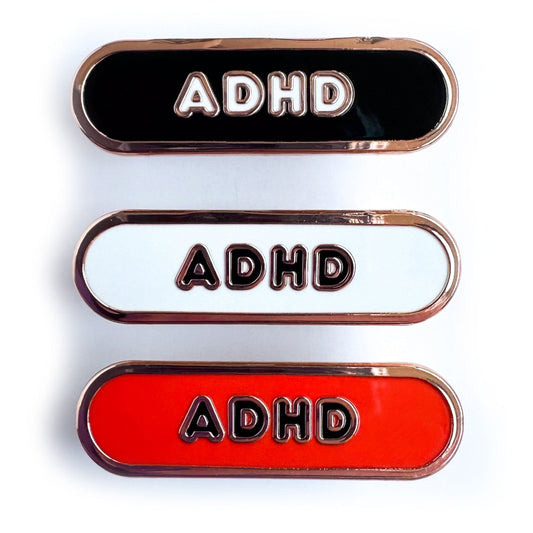 ADHD Accessibility Plaque Enamel Pin: Black or White