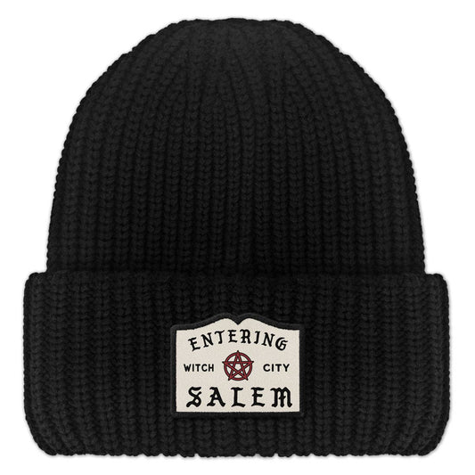 Entering Salem Chunky Chunky Knit Hat in Charcoal (Black and White Marl)