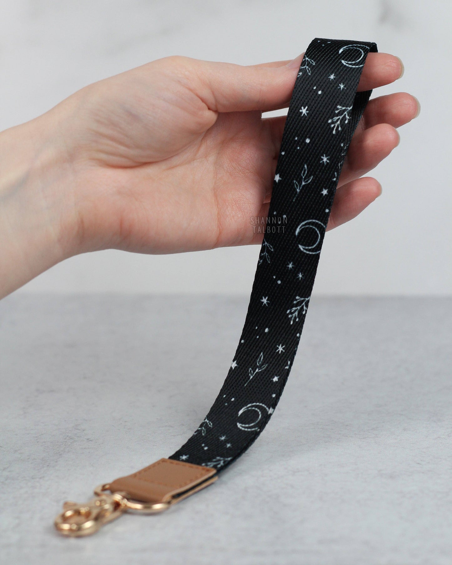 Witchy Crescent Moon and Stars Lanyard Wristlet Keychain