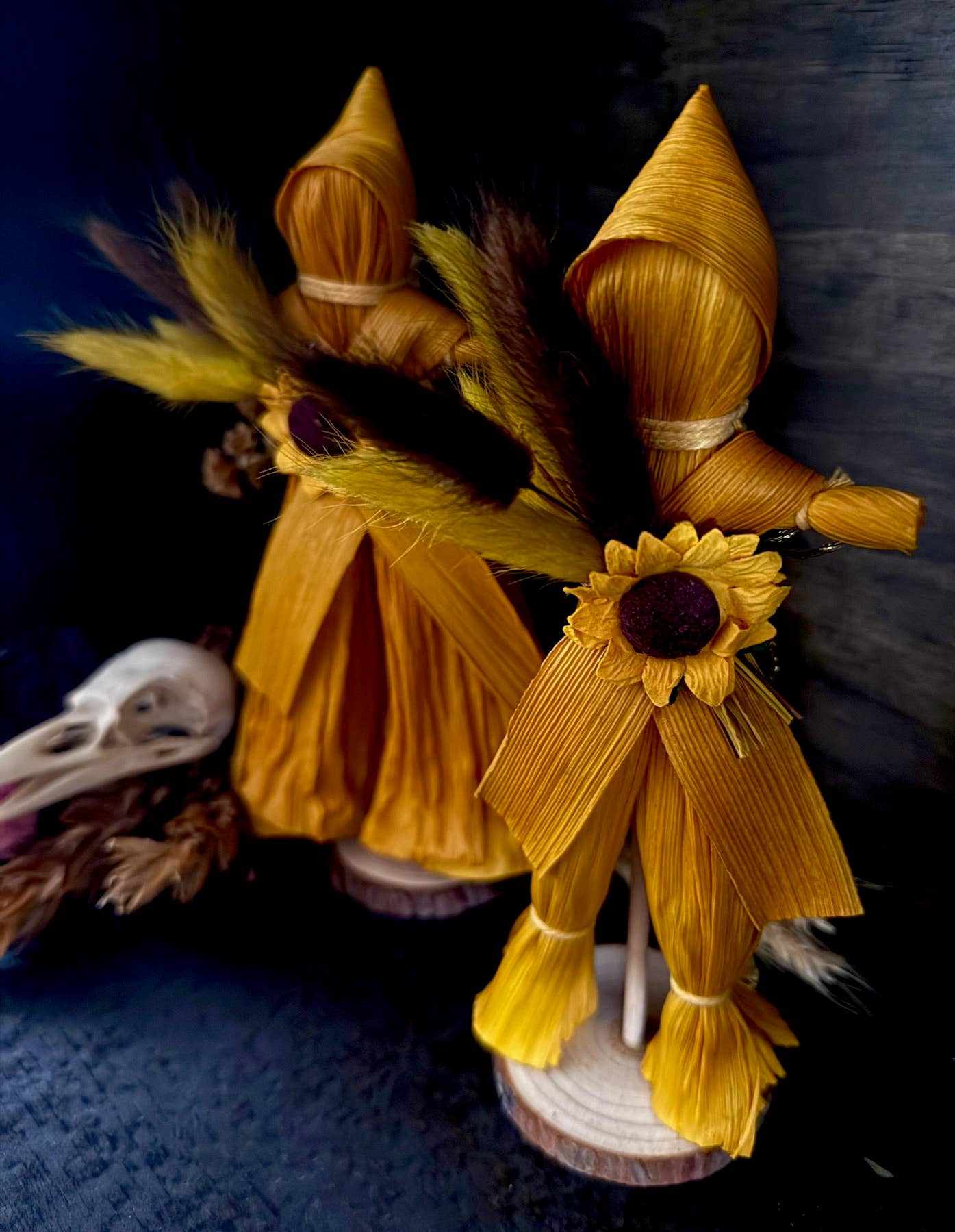 Summer Sunflower Corn Husk Poppet / Folk Craft Doll