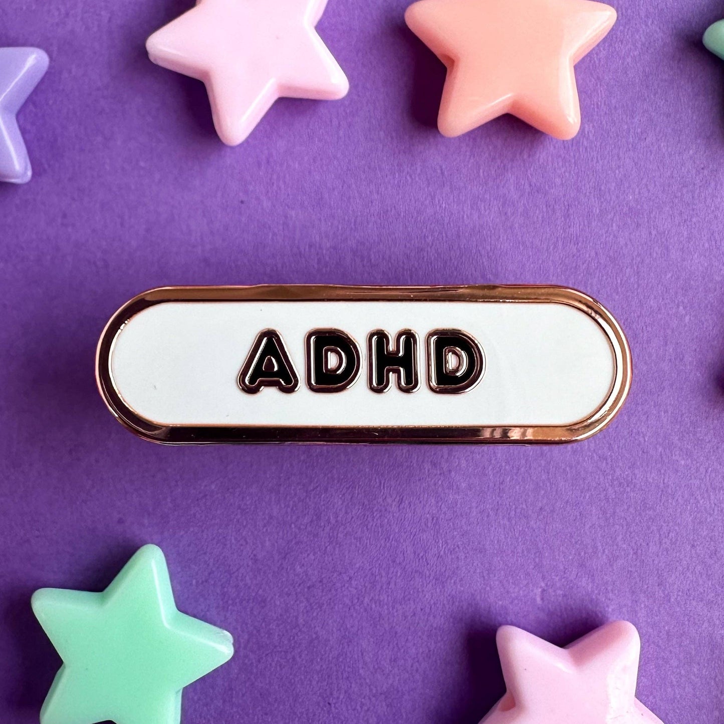 ADHD Accessibility Plaque Enamel Pin: Black or White