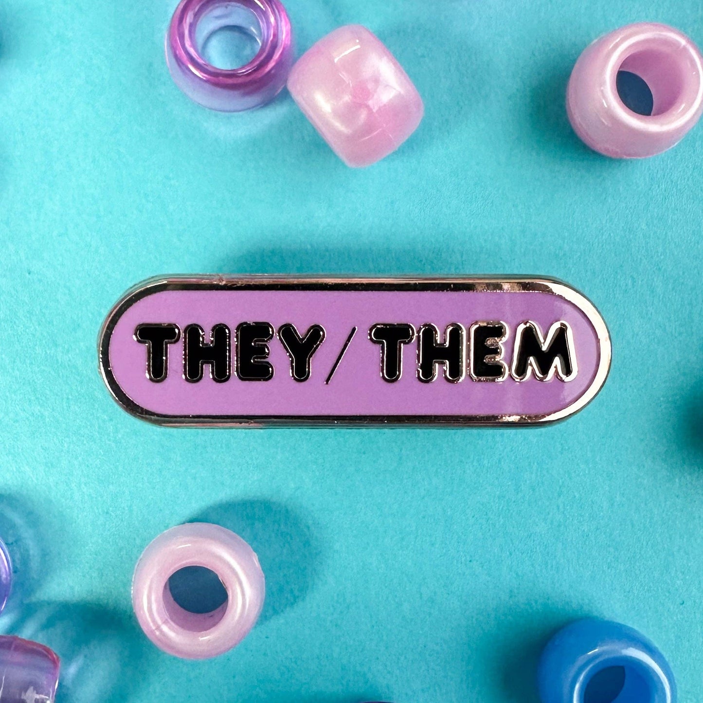 They/Them Pronoun Plaque Enamel Pin