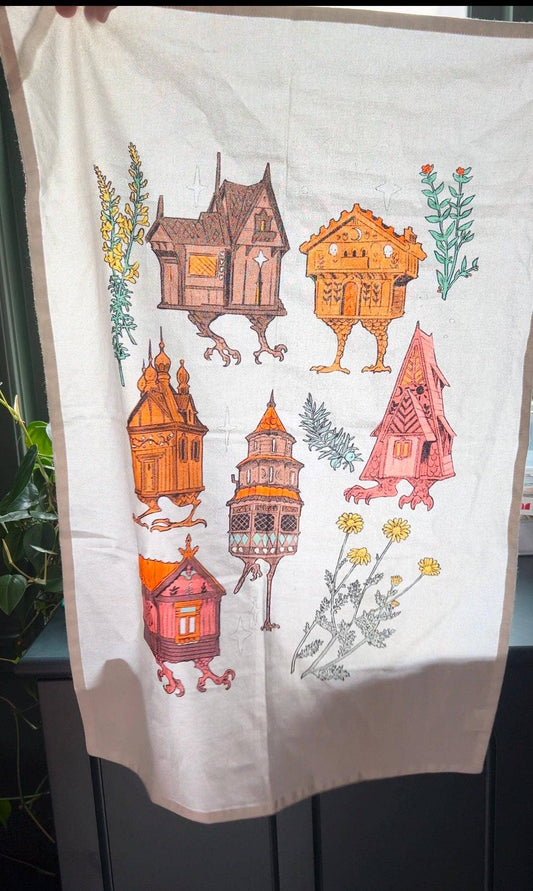 Baba Yaga Houses Cotton Tea Towel (Light Version)