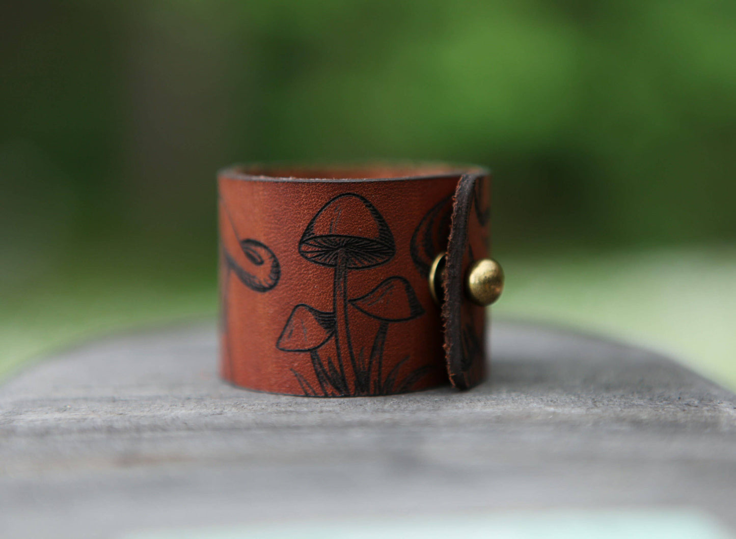 Mushroom Leather Shawl Cuff