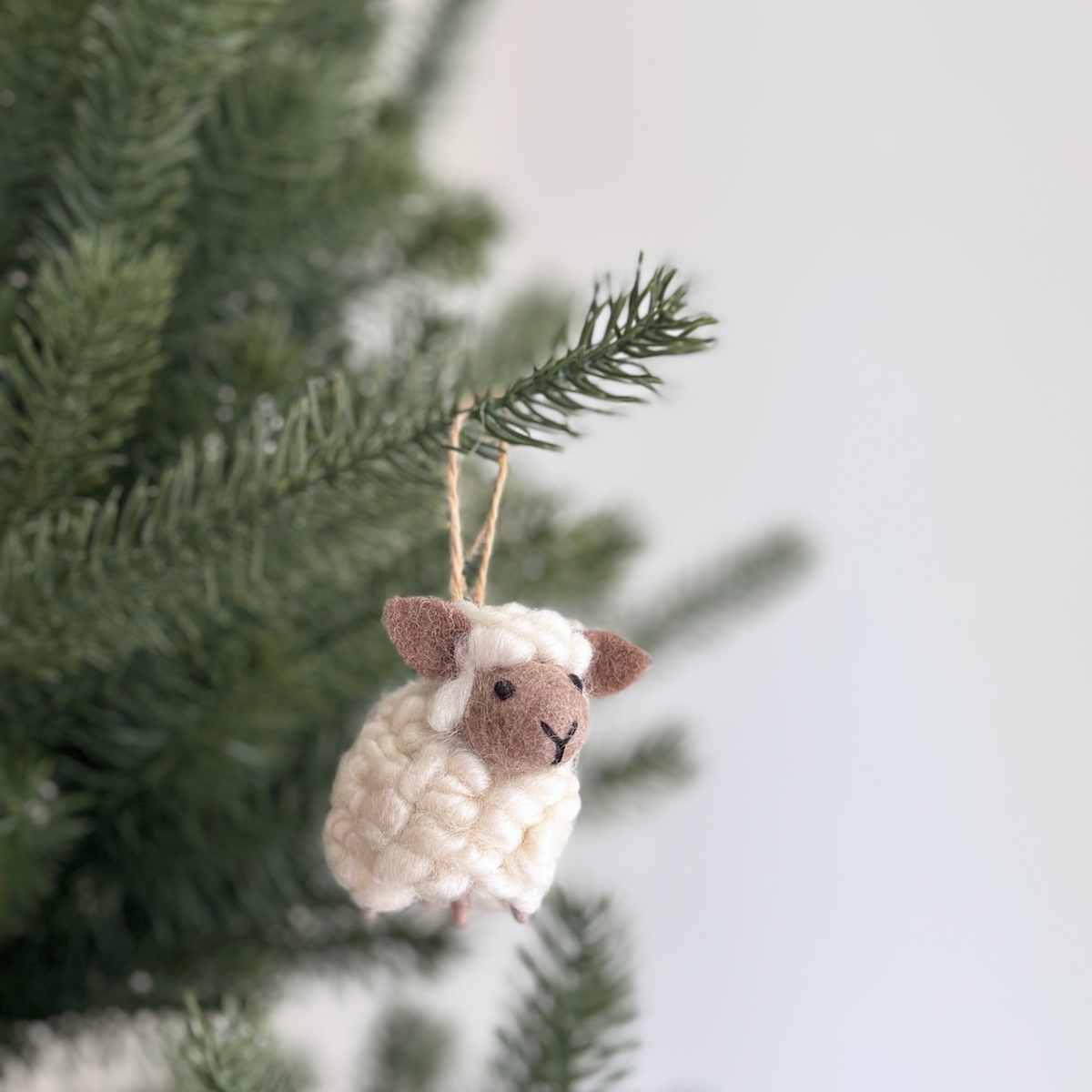 Felt Mini Fluffy Sheep Ornament: White / Ornament