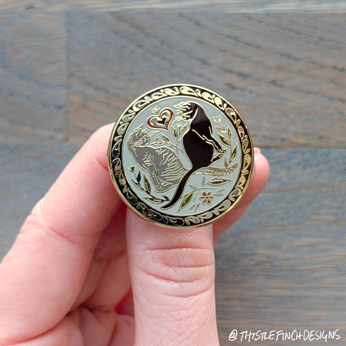 House Cat Hex Sign Gold Hard Enamel Pin