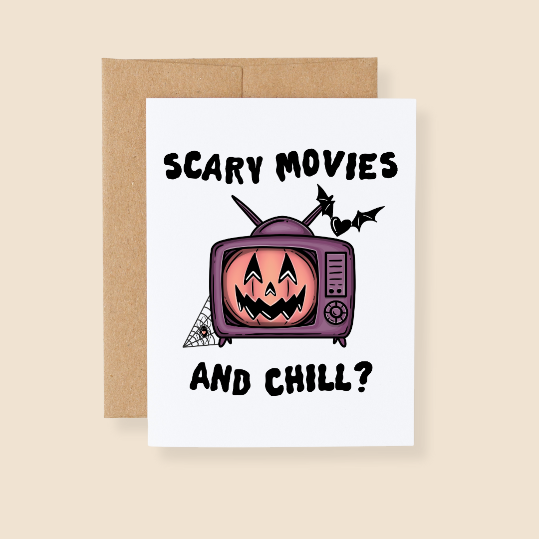 Scary Movies and Chill Greeting Card: Kraft