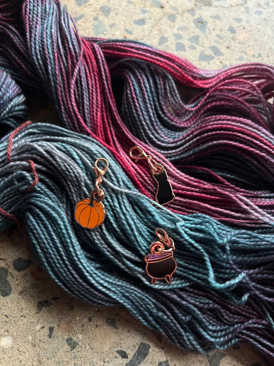 Halloween Pumpkin Charm / Progress Keeper / Stitch Marker - Silver or Rose Gold