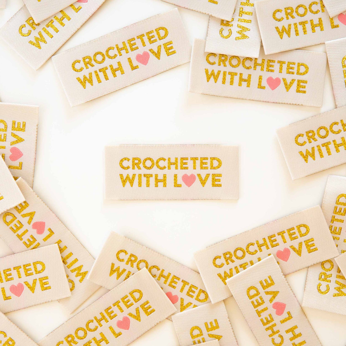 Crocheted with Love Sew-In Woven Labels (Pack of 8)