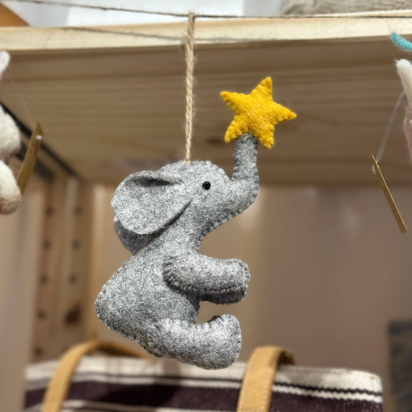 Baby Elephant with Star - Felt Hanging Ornament