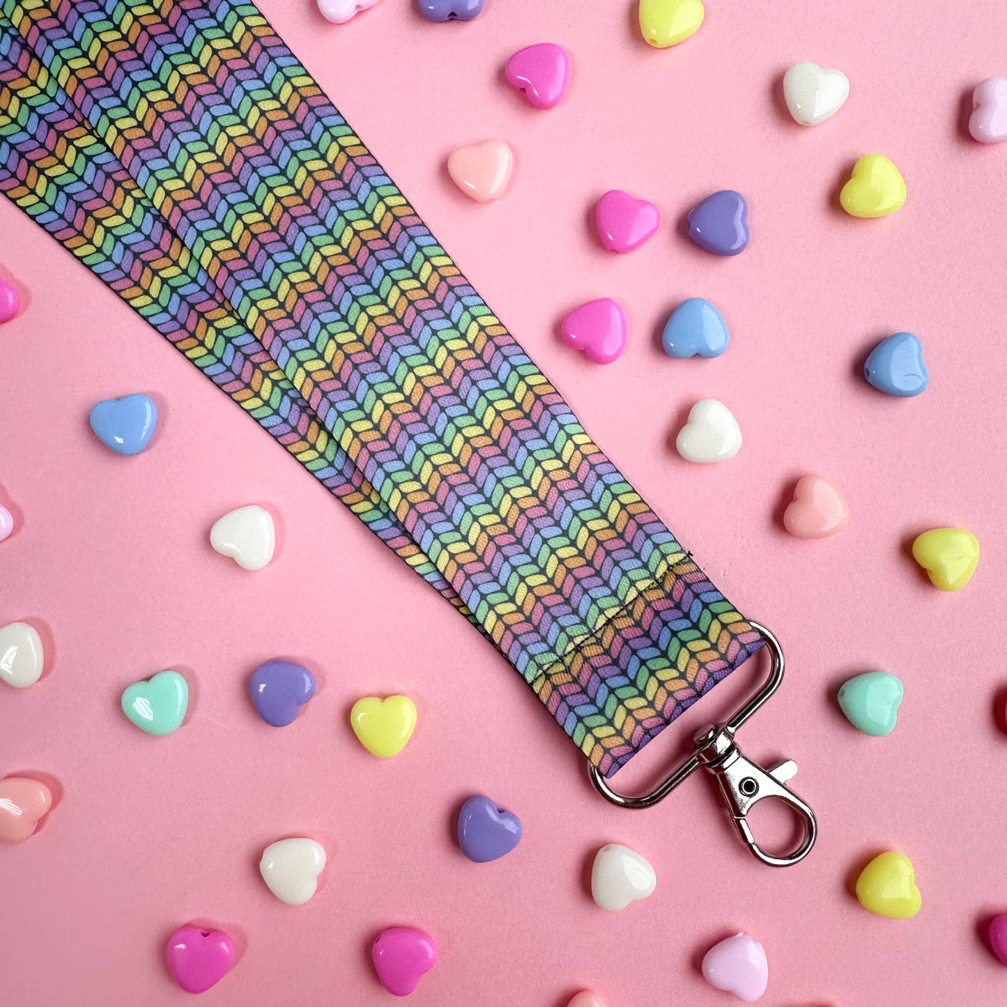 Rainbow Knit Lanyard