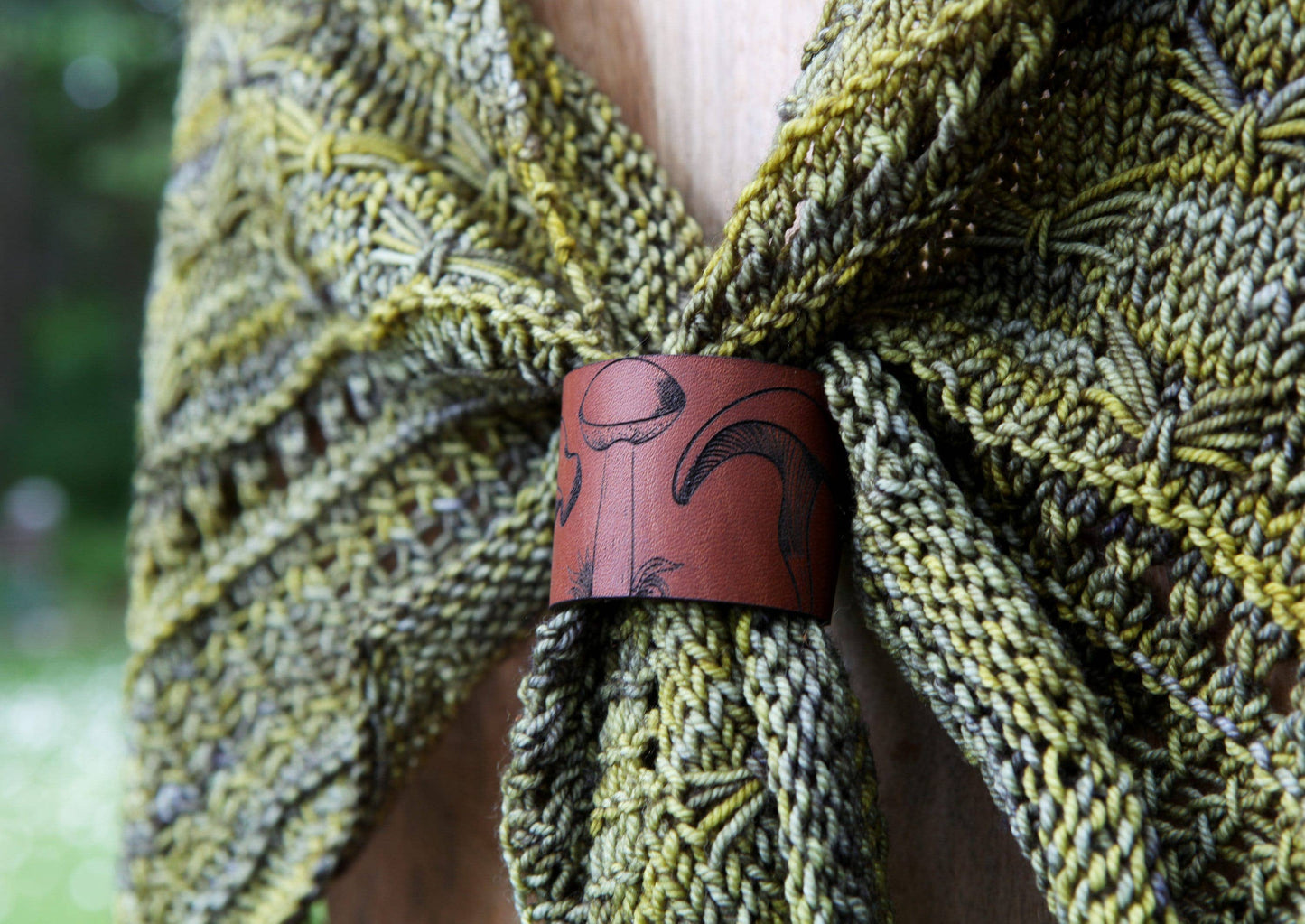 Mushroom Leather Shawl Cuff