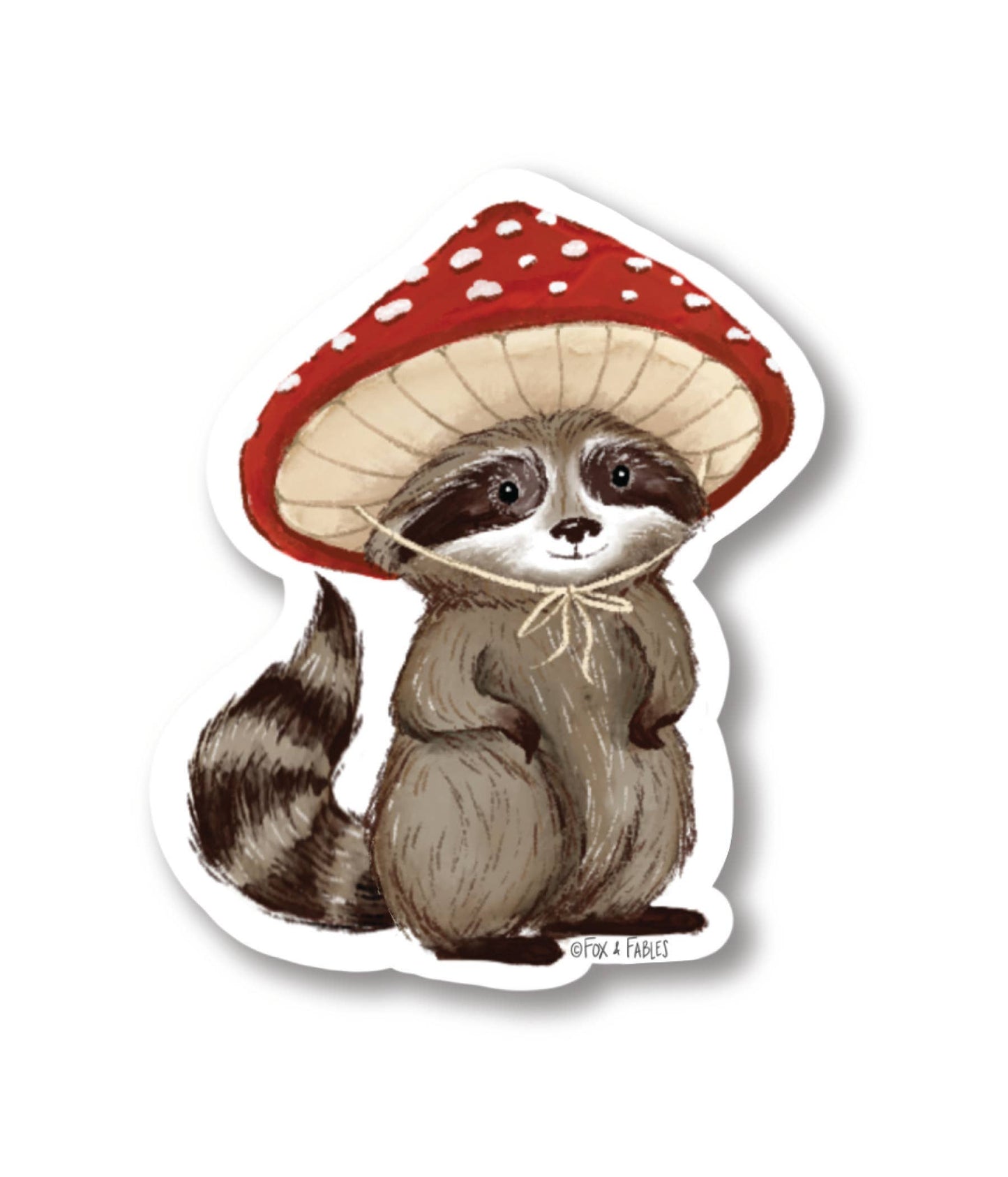 Vinyl Sticker - Raccoon Mushroom Cap