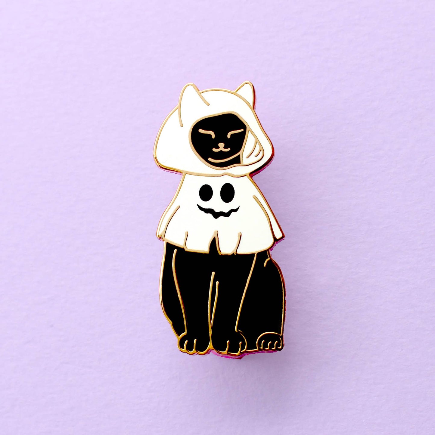 Halloween Cat in a Ghost Costume Enamel Pin