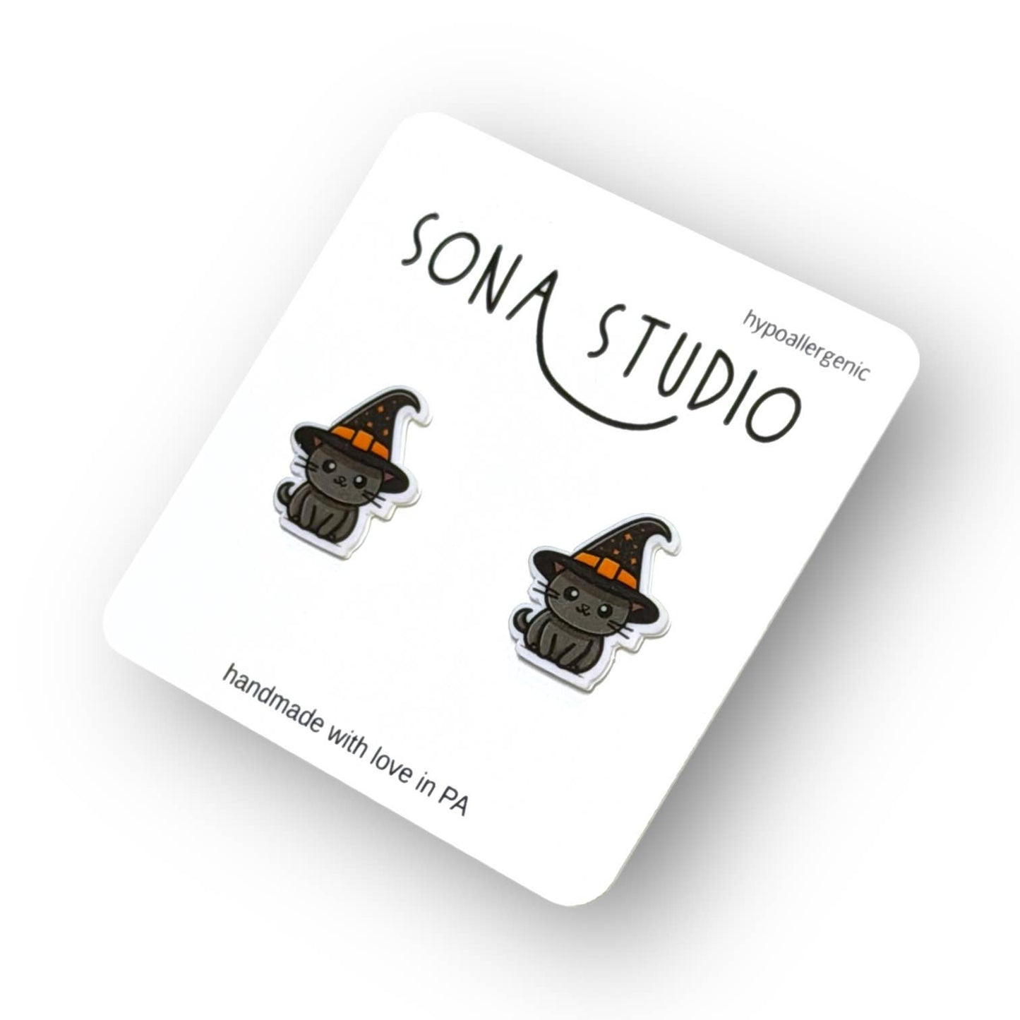 Witchy Black Cat Earrings 