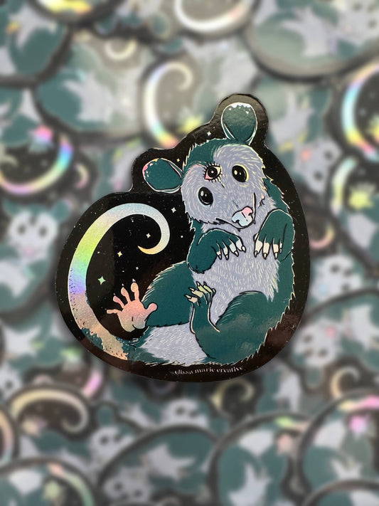 Cosmic Opossum Holo Sticker | witchy | possum | holographic