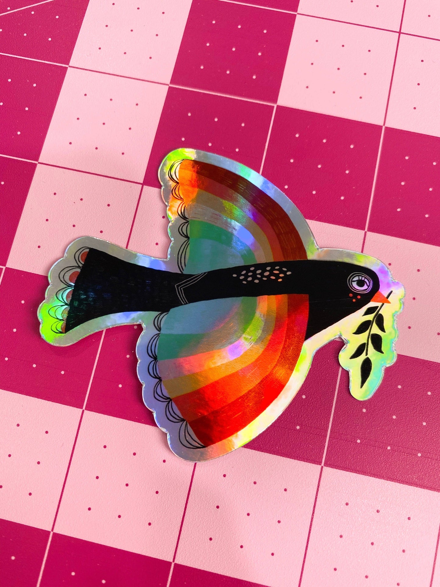 Rainbow Bird Sticker - Free Spirit Decal