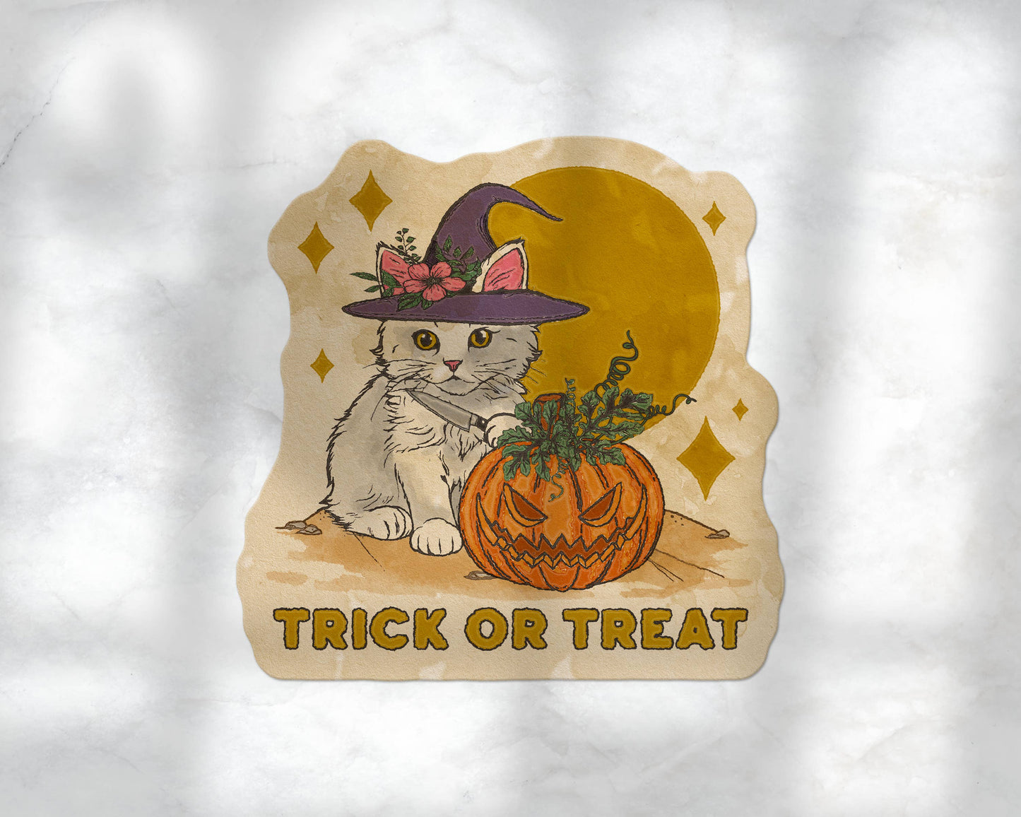 Trick or Treat Kitty Halloween Sticker