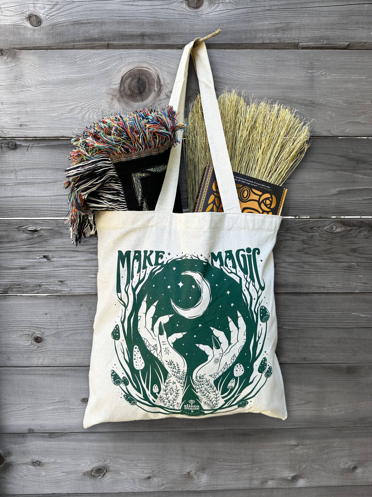 Make Magic Canvas Tote Bag | witchy | mushrooms | moon