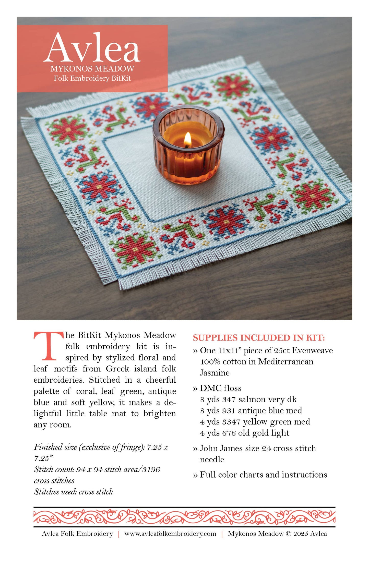 BitKit Mykonos Meadow Cross Stitch Kit