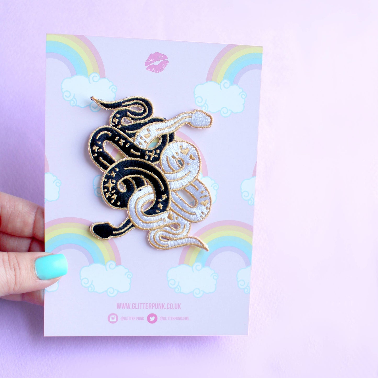 Snakes embroidered  iron-on patch