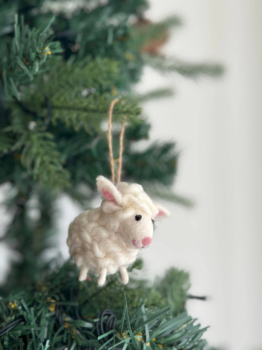 Felt Mini Fluffy Sheep Ornament: White / Ornament