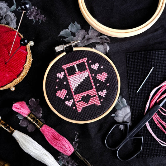 Pink Guillotine Cross Stitch Kit