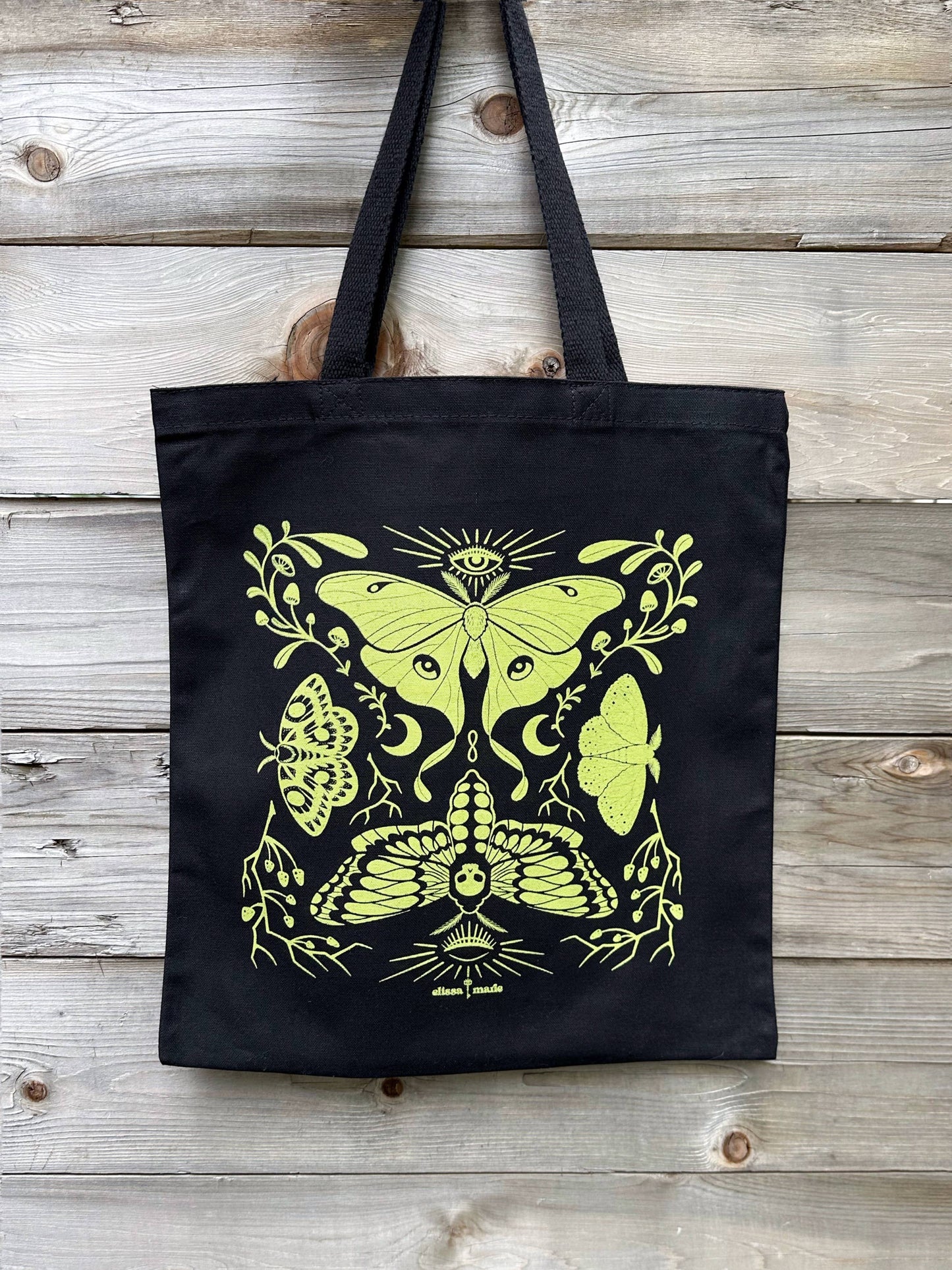 Moth-er Nature Tote Bag | moths | mushrooms | moon