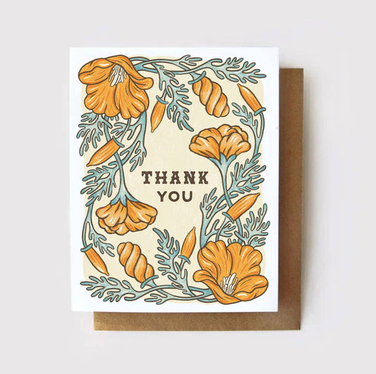 Thank You California Poppy Card