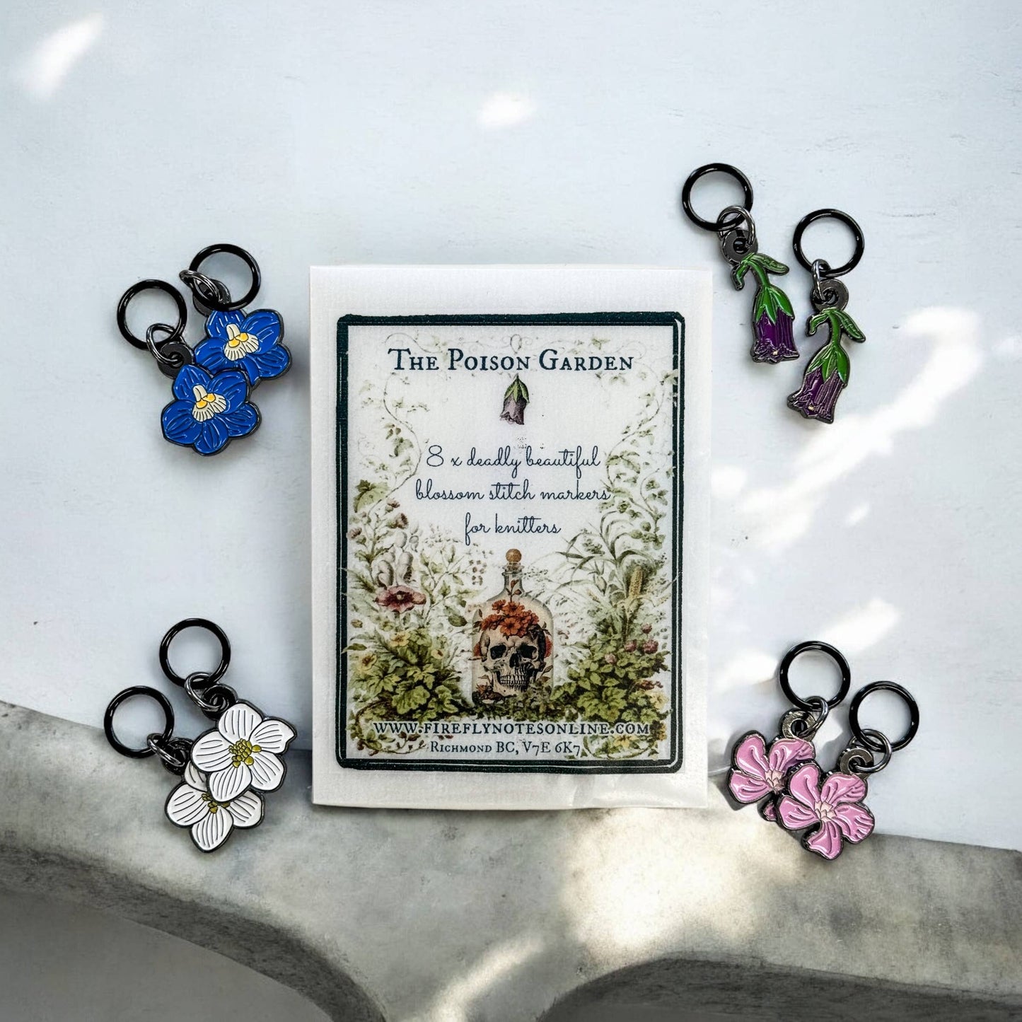 Poison Garden stitch marker set for knitters: Stitch marker pack ONLY