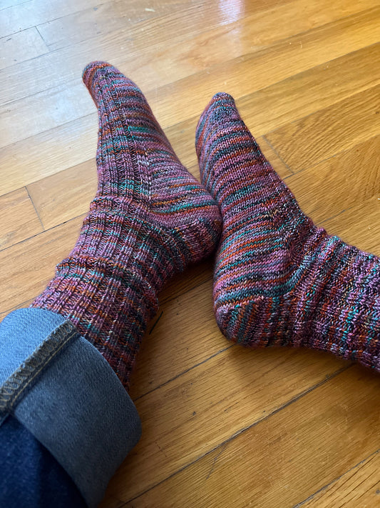 Aurora Ribbed Toe Up Socks Knitting Pattern - Digital Download