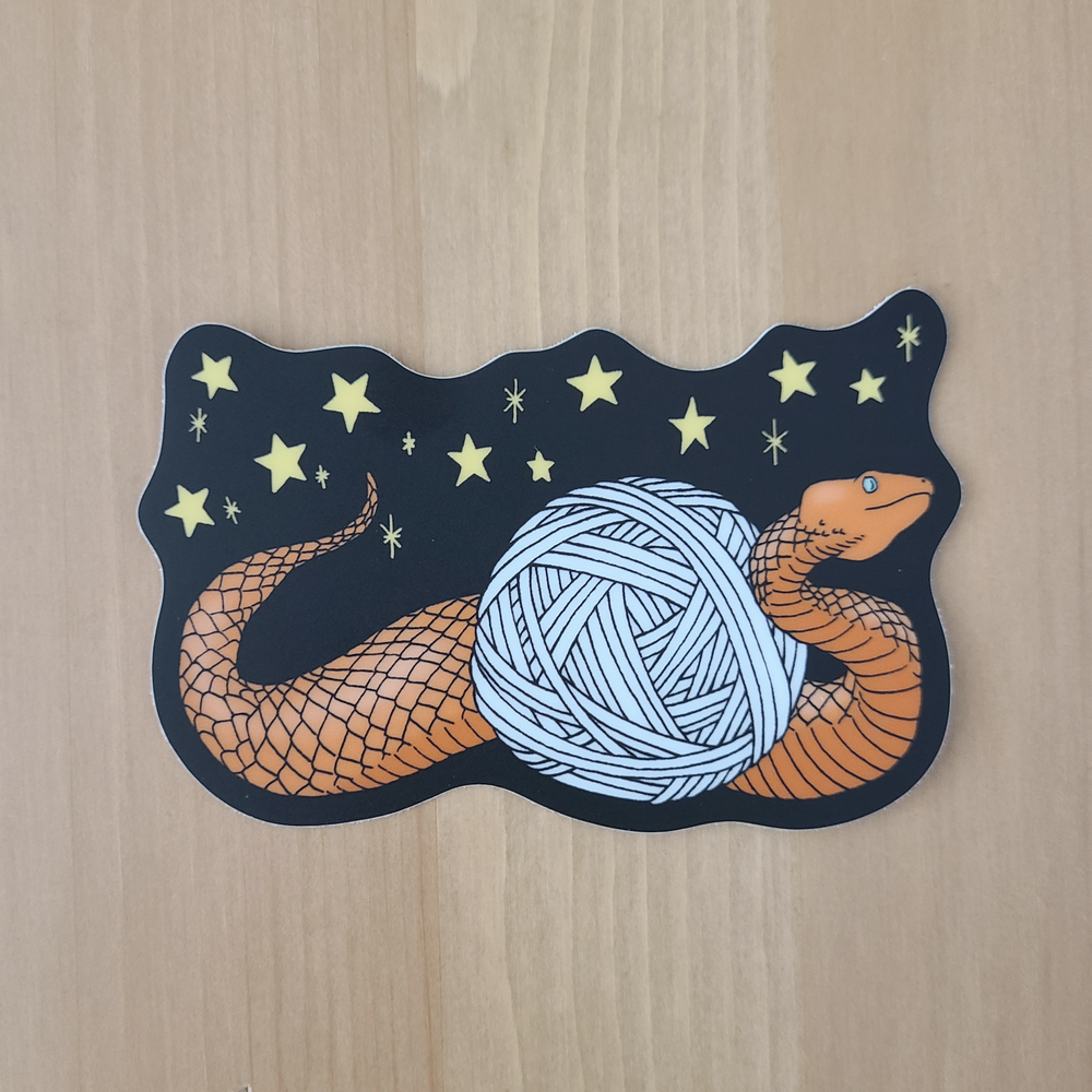 Yarn Snake Glow-in-the-Dark Sticker