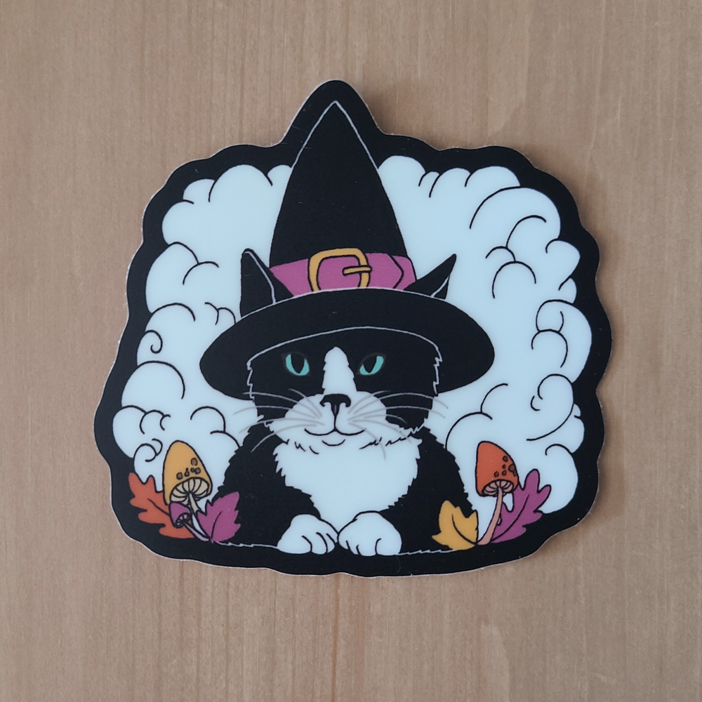 Witch Cat Glow-in-the-Dark Sticker