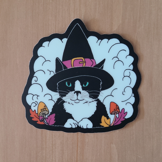 Witch Cat Glow-in-the-Dark Sticker